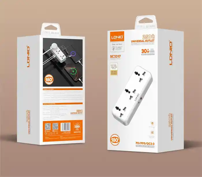 LDNIO SC3317 3 AC Outlets Portable Extension Power Socket